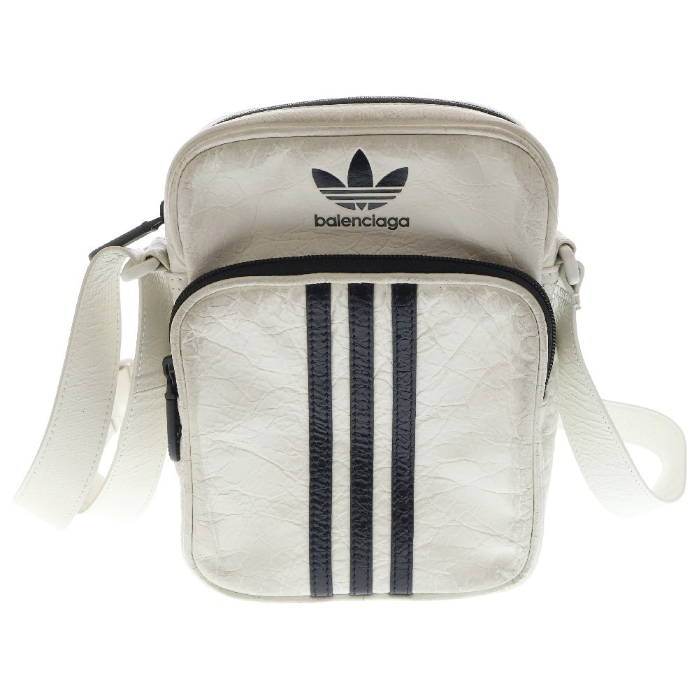 BALENCIAGA(バレンシアガ) ×adidas アディダス スリーライン スモールクロス レザーショルダーバッグ 721850 ブラック×ホワイト
