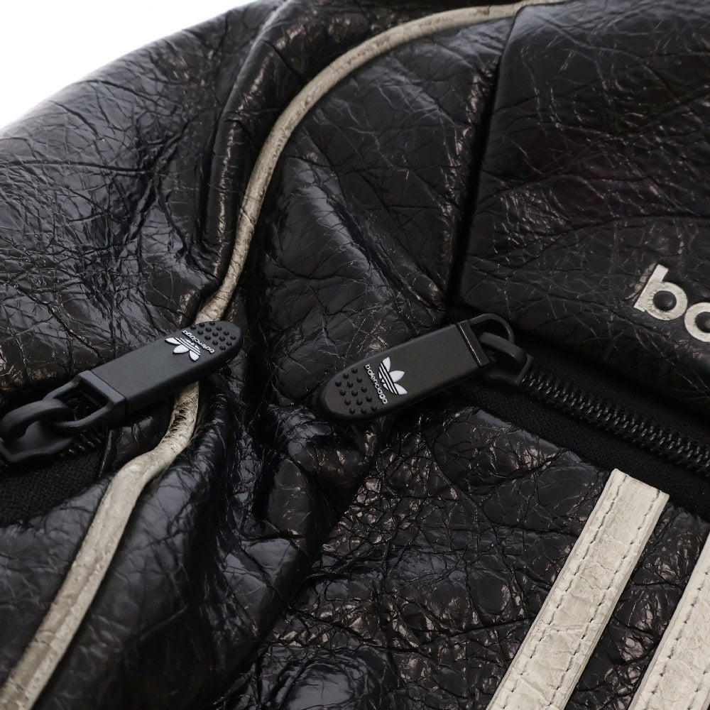 BALENCIAGA(バレンシアガ) 23SS ×adidas アディダス 3ライン ロゴ レザーバックパック リュック デイパック ブラック