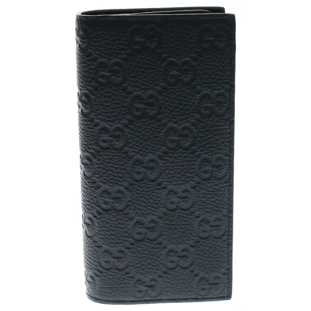 GUCCI(グッチ) インプリント ロングウォレット 二つ折り長財布 ブラック レザー 835014