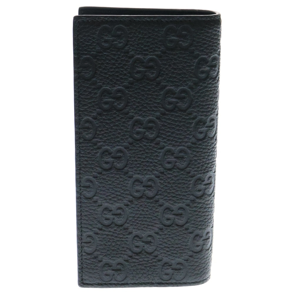 GUCCI(グッチ) インプリント ロングウォレット 二つ折り長財布 ブラック レザー 835014