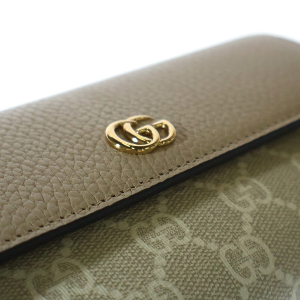 GUCCI(グッチ) GGマーモント GGスプリーム 三つ折り財布 長財布 ロングウォレット アイボリー ゴールド金具 PVCレザー ホワイト 456116