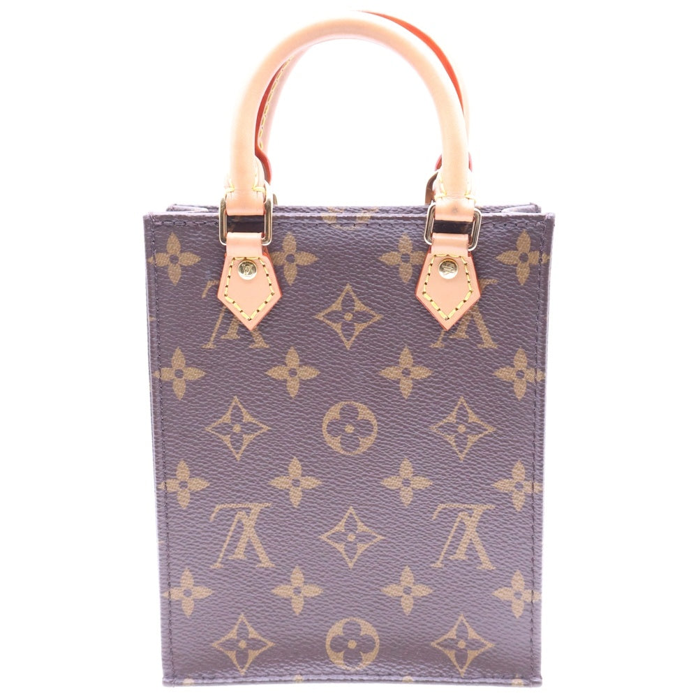 LOUIS VUITTON(ルイヴィトン) モノグラム プティット サックプラ レザー2WAYハンドバッグ ショルダーバッグ ブラウン M81295