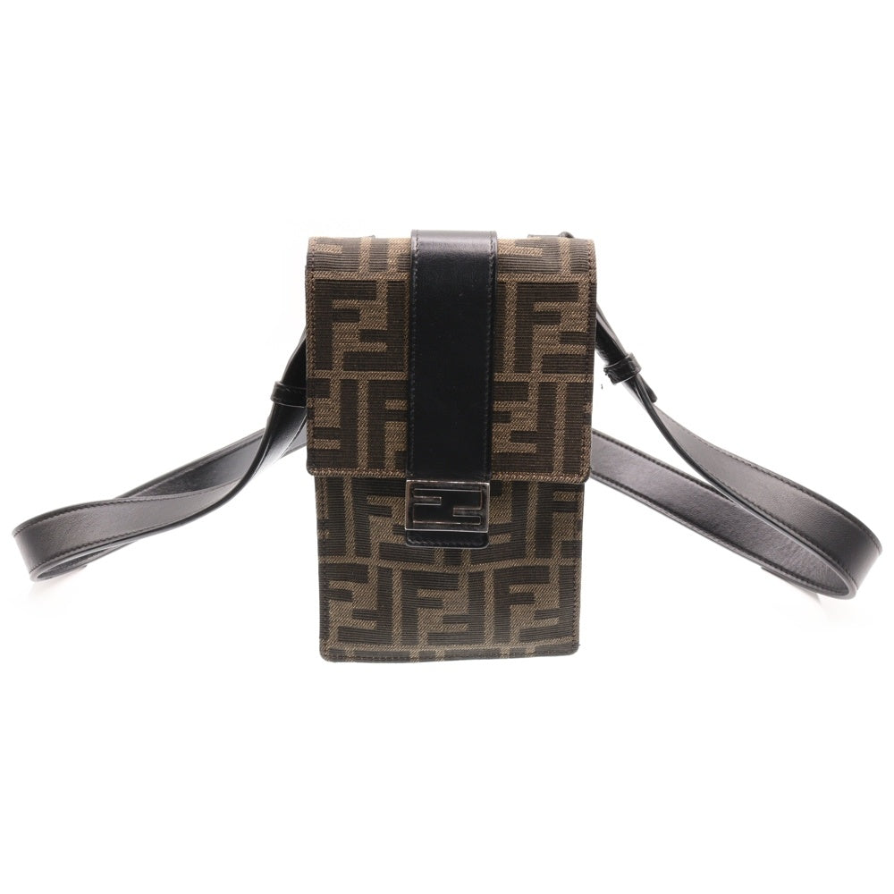 FENDI(フェンディ) ズッカ ショルダーフォンケース ブラウン キャンバス ショルダーバッグ 7AR871