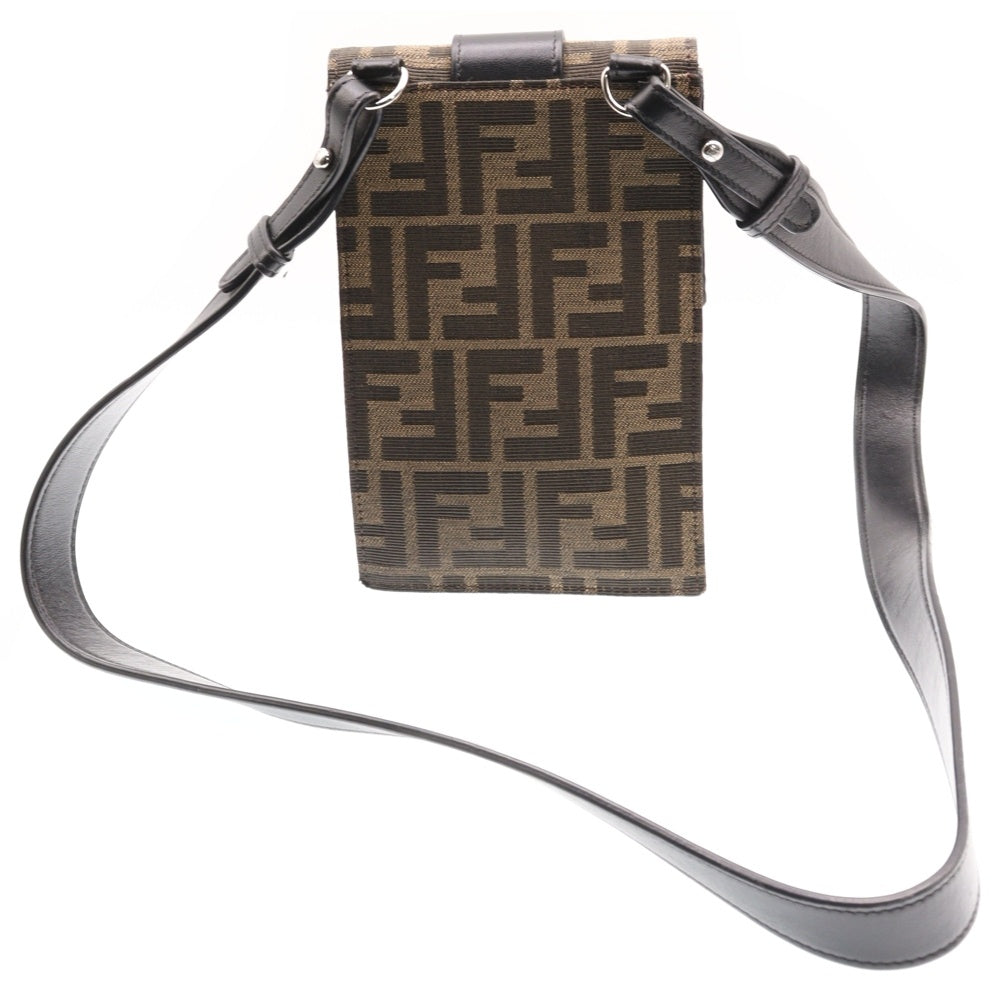 FENDI(フェンディ) ズッカ ショルダーフォンケース ブラウン キャンバス ショルダーバッグ 7AR871