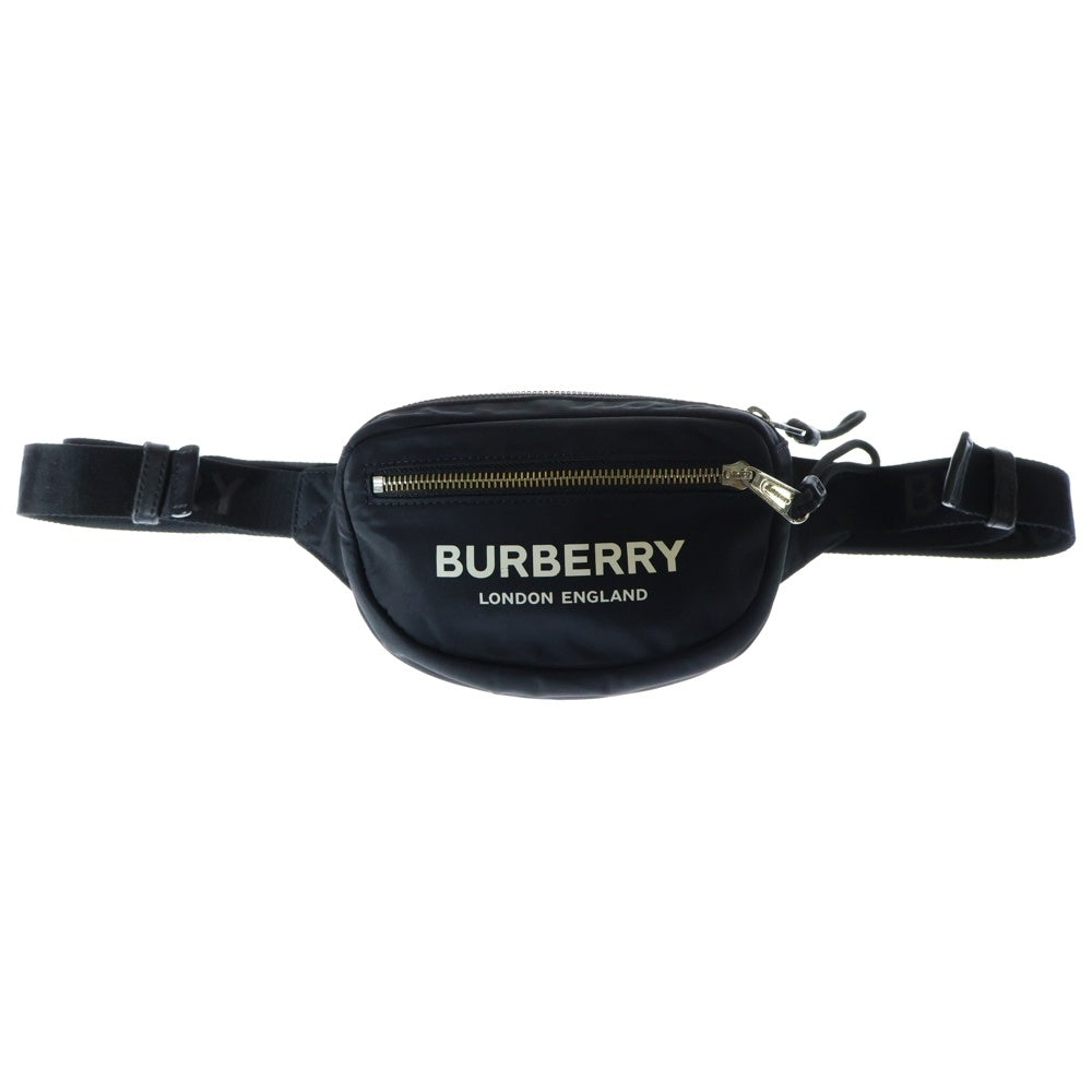 BURBERRY(バーバリー) ロゴプリント ナイロン ボディ ショルダー ウエストバッグ ブラック 8014519