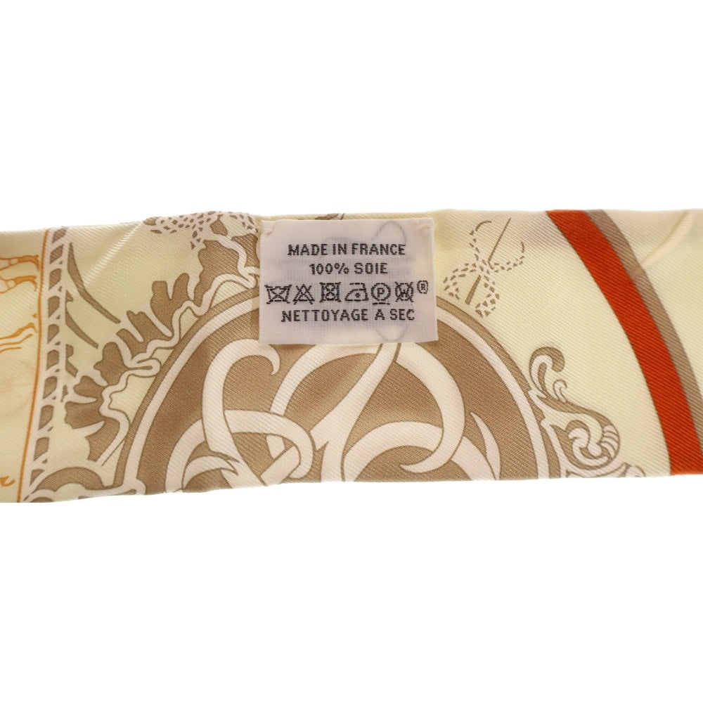 HERMES(エルメス) ツイリー エクスリブリス スカーフ ベージュ×ブルー×オレンジ シルク