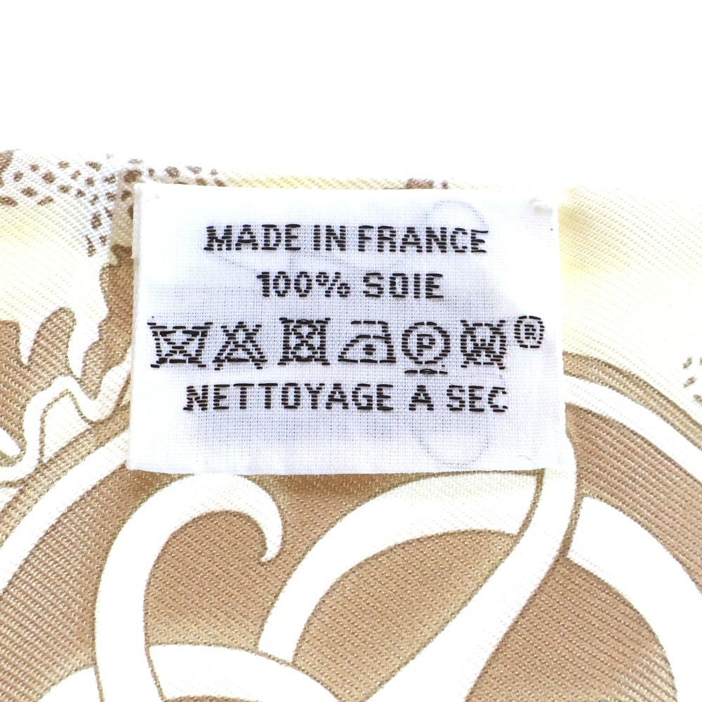 HERMES(エルメス) ツイリー エクスリブリス スカーフ ベージュ×ブルー×オレンジ シルク