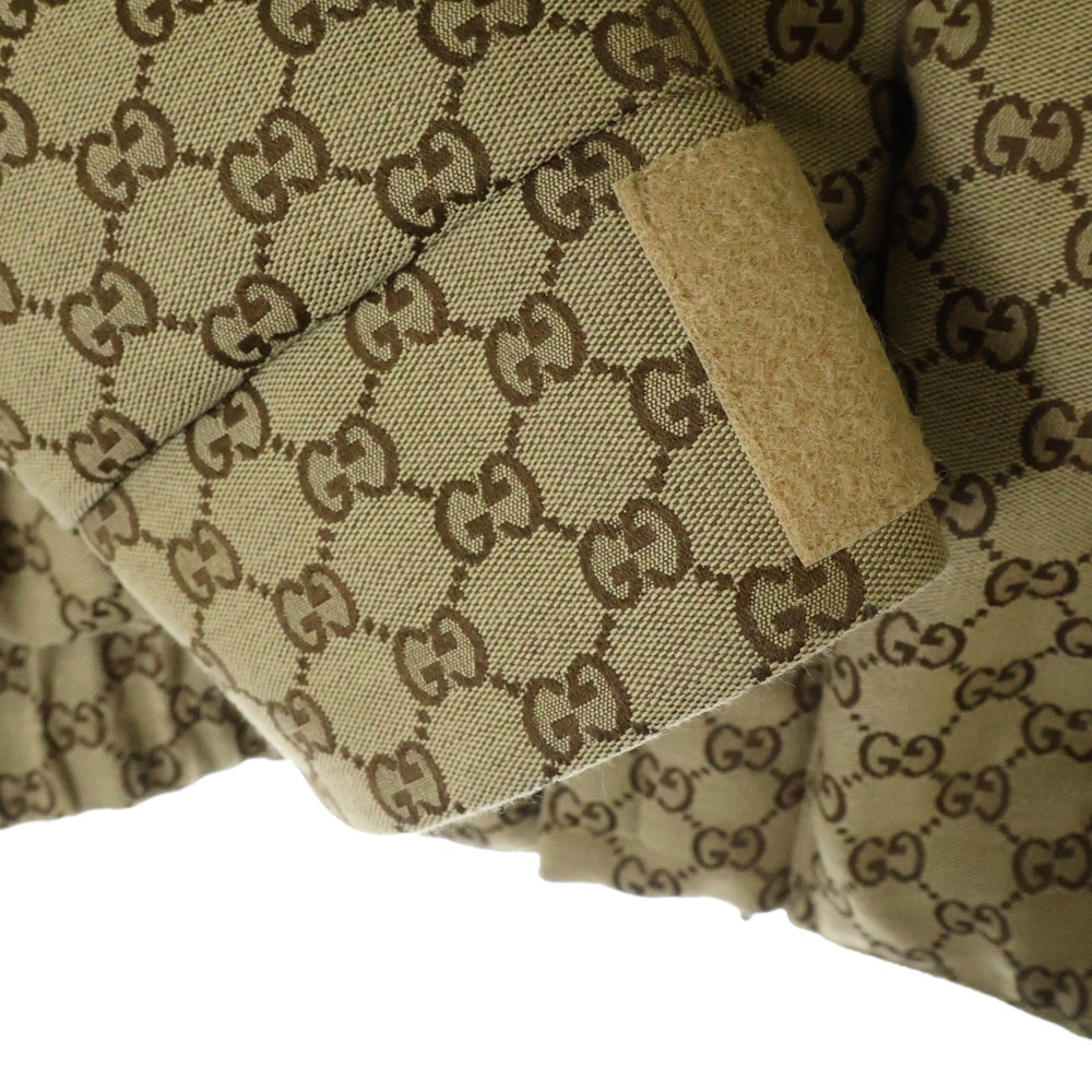 GUCCI(グッチ) GG JACQUARD HOODED DOWN JACKET GGコットンキャンバス 総柄 パデッド フーデッド ダウンジャケット ベージュ/ブルー 751395
