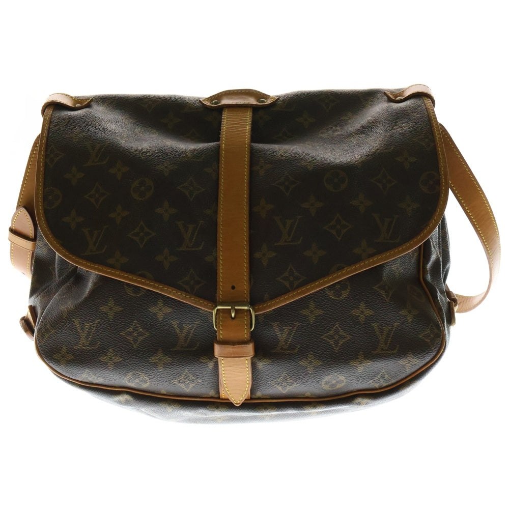 LOUIS VUITTON(ルイヴィトン) ソミュール35 モノグラム PVC レザー ショルダーバッグ ブラウン M42254