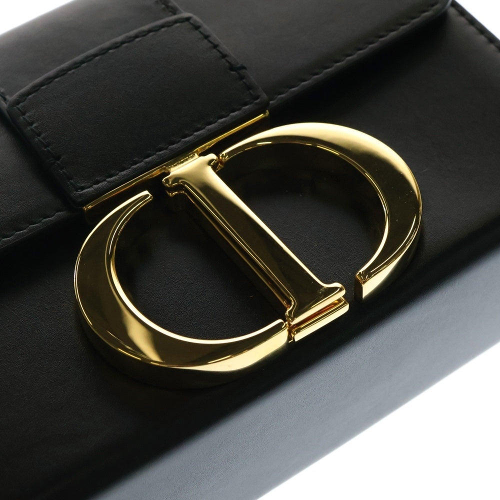 Christian Dior(クリスチャンディオール) モンテーニュ30 ロゴプレート レザー ショルダーバッグ ゴールド金具 ブラック M9204UMOS
