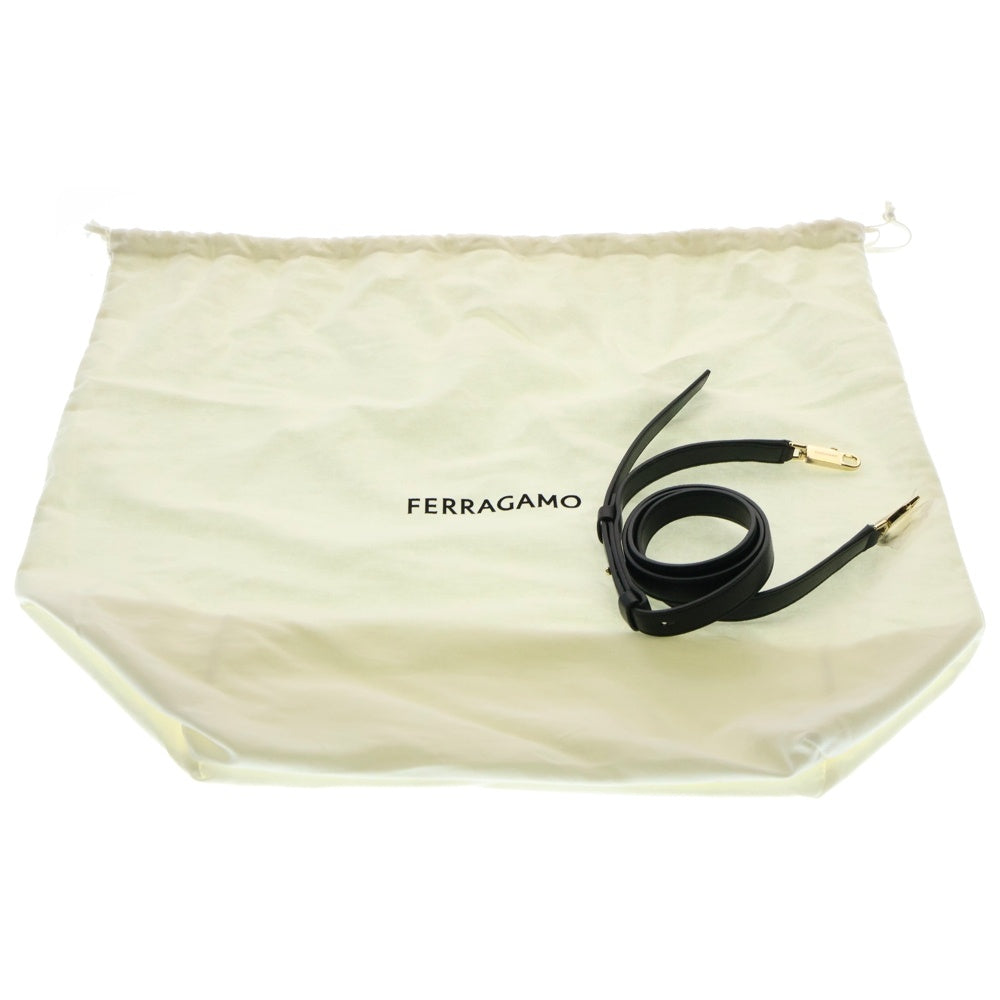 FERRAGAMO(フェラガモ) フェラガモ ハグ スモール 2wayハンドバッグ トートバッグ ショルダーバッグ ゴールド金具 レザー ブラック