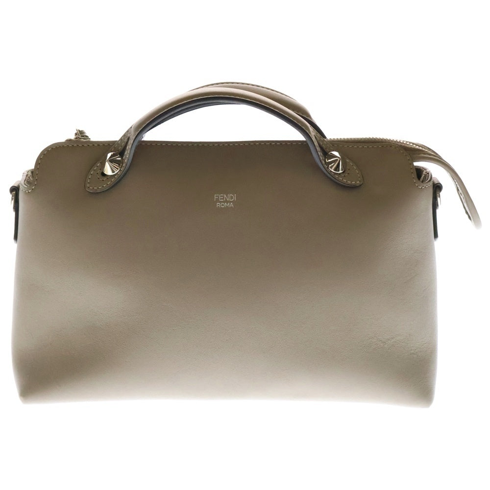 FENDI(フェンディ) バイザウェイ ミディアム レザー 2WAY ハンド ショルダー バッグ シルバー金具 ベージュ
