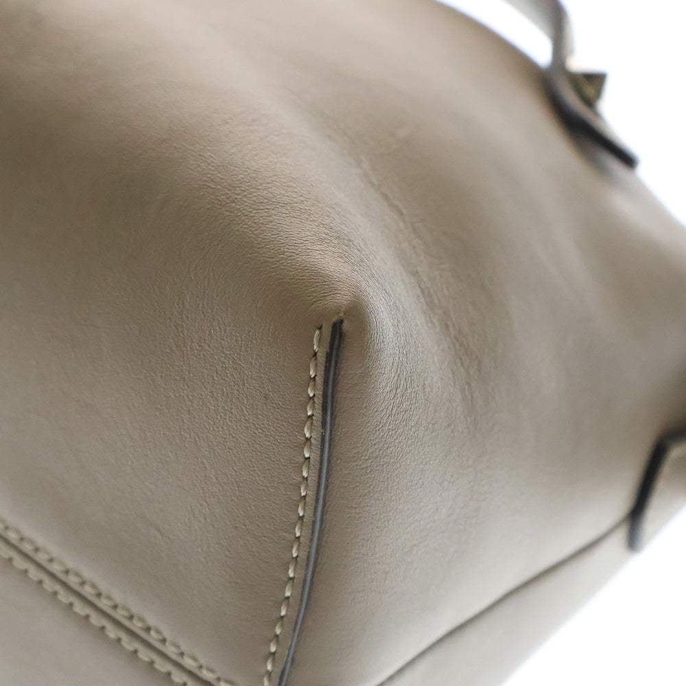 FENDI(フェンディ) バイザウェイ ミディアム レザー 2WAY ハンド ショルダー バッグ シルバー金具 ベージュ