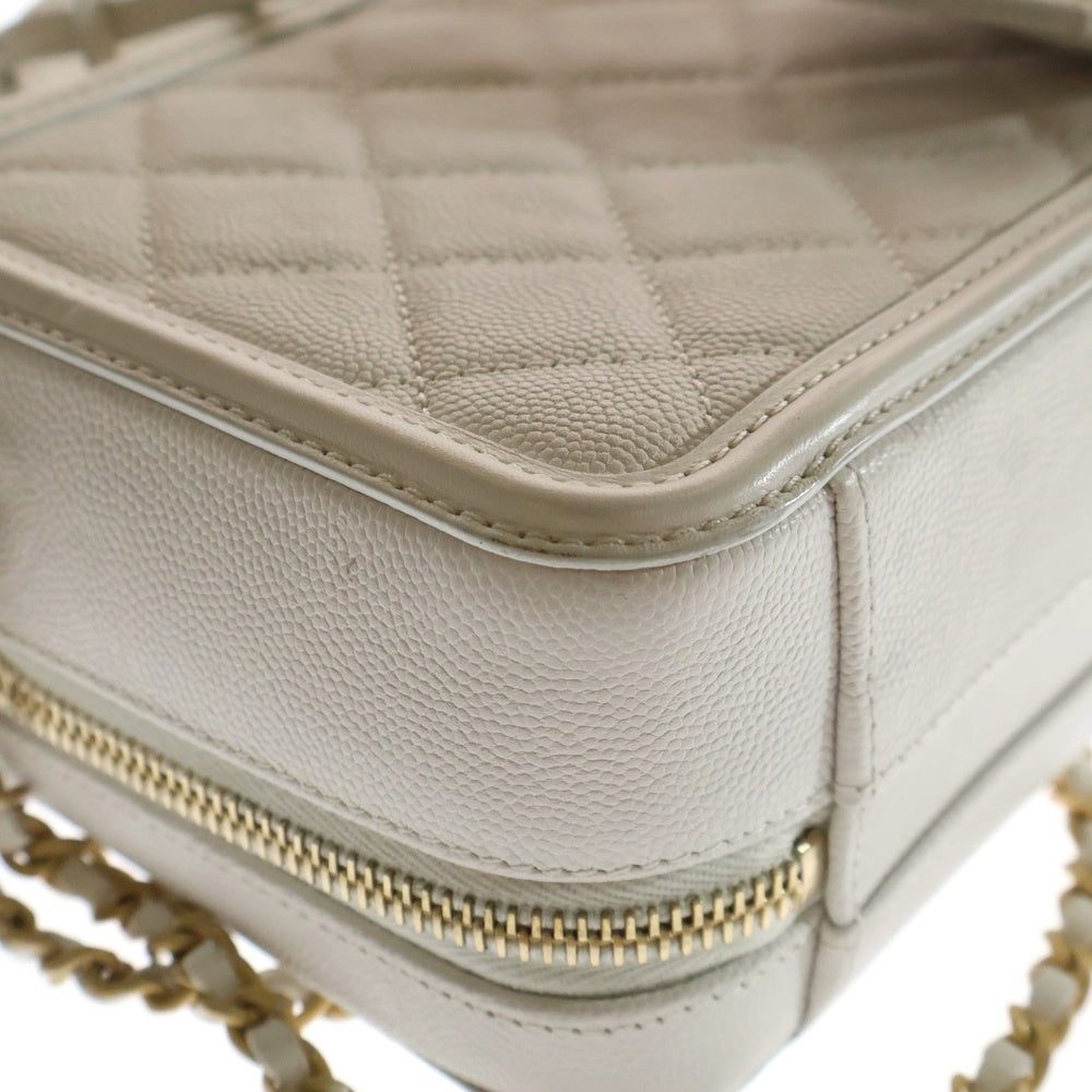 CHANEL(シャネル) ココマーク CCフィリグリー キャビアスキン チェーンショルダーバッグ ホワイト レディース