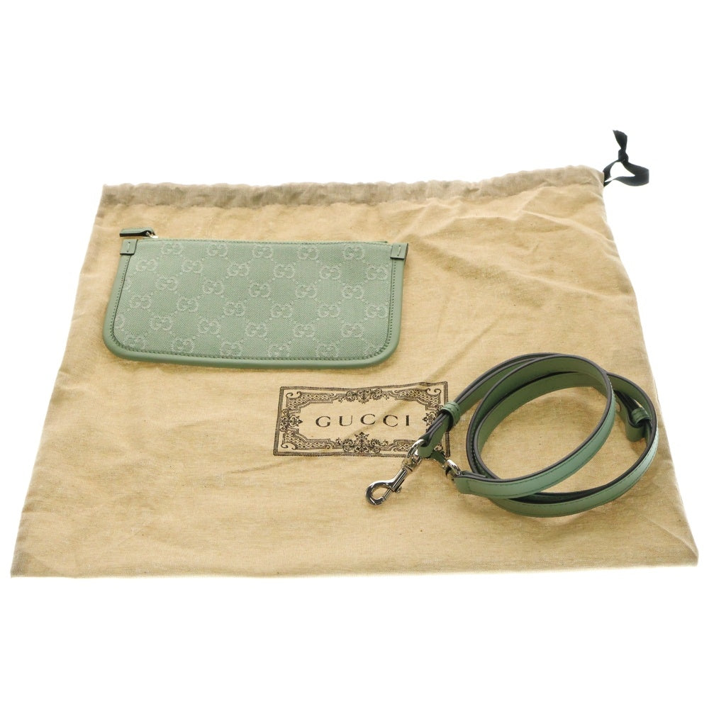 GUCCI(グッチ) オフディア ミディアム トートバッグ ハンドバッグ グリーン デニム×レザー 772183