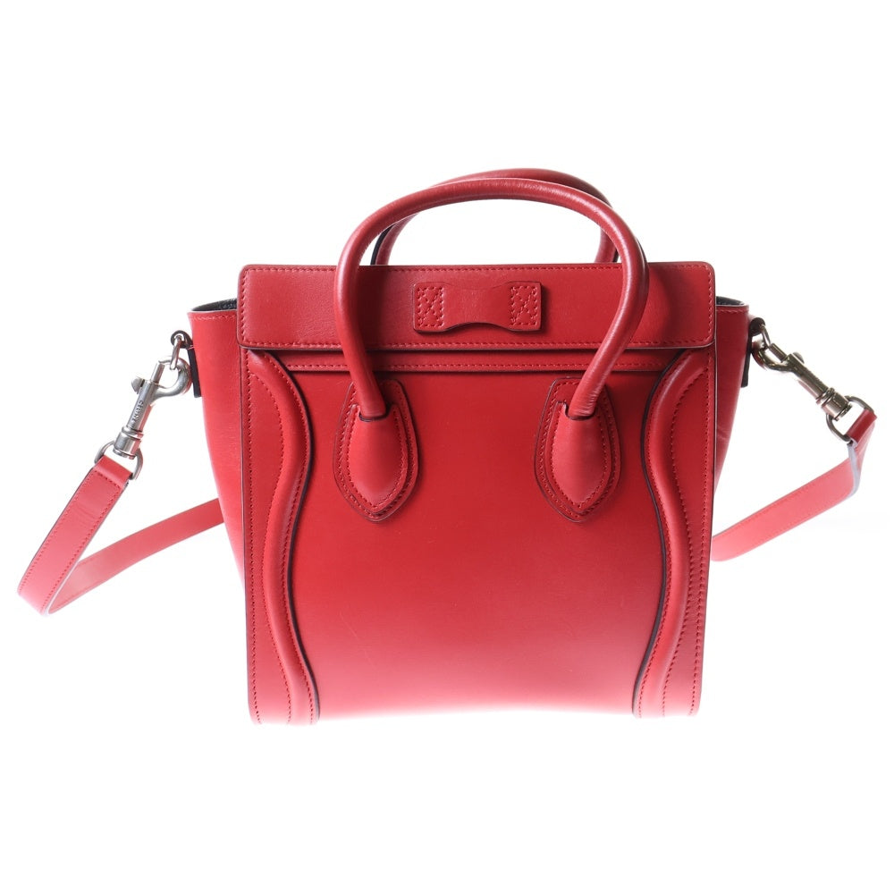 CELINE(セリーヌ) ラゲージ ナノショッパー 2WAY レザーショルダーバッグ ハンドバッグ レッド レディース