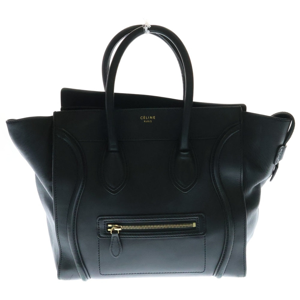 CELINE(セリーヌ) ラゲージ ファントムショッパー トートバッグ ハンドバッグ ブラック レザー ゴールド金具