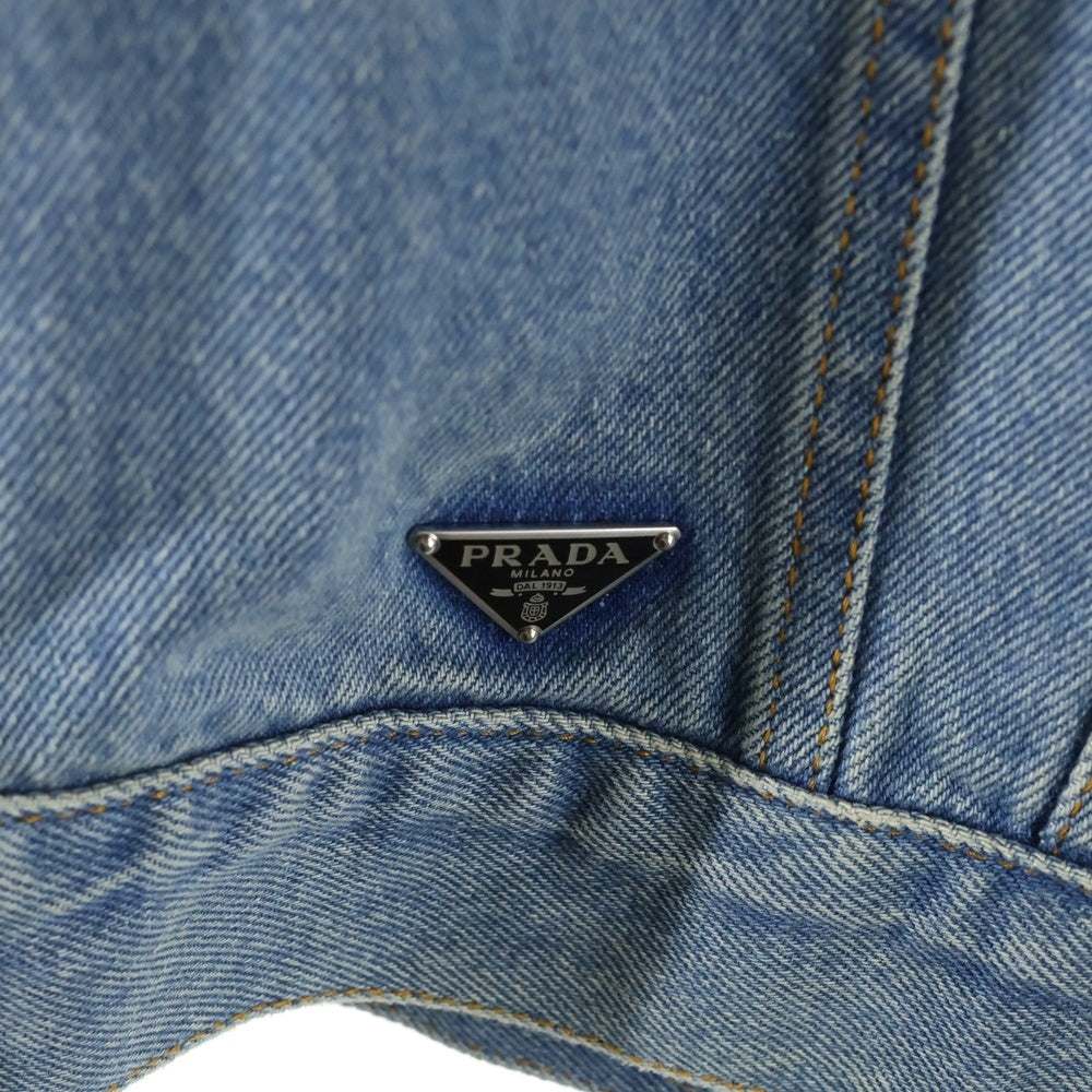 PRADA(プラダ) 22AW ユーズド加工 トライアングルロゴプレート デニム トラッカージャケット インディゴ GEB227