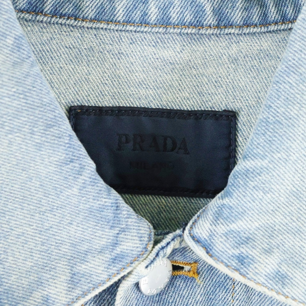 PRADA(プラダ) 22AW ユーズド加工 トライアングルロゴプレート デニム トラッカージャケット インディゴ GEB227