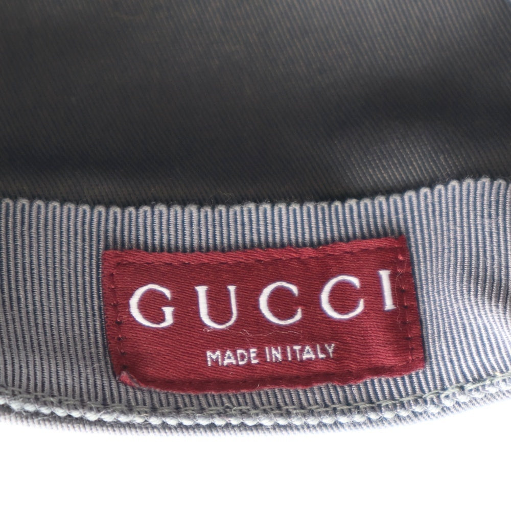 GUCCI(グッチ) エンブロイダード ベースボール ハット グレー コットン サイズM