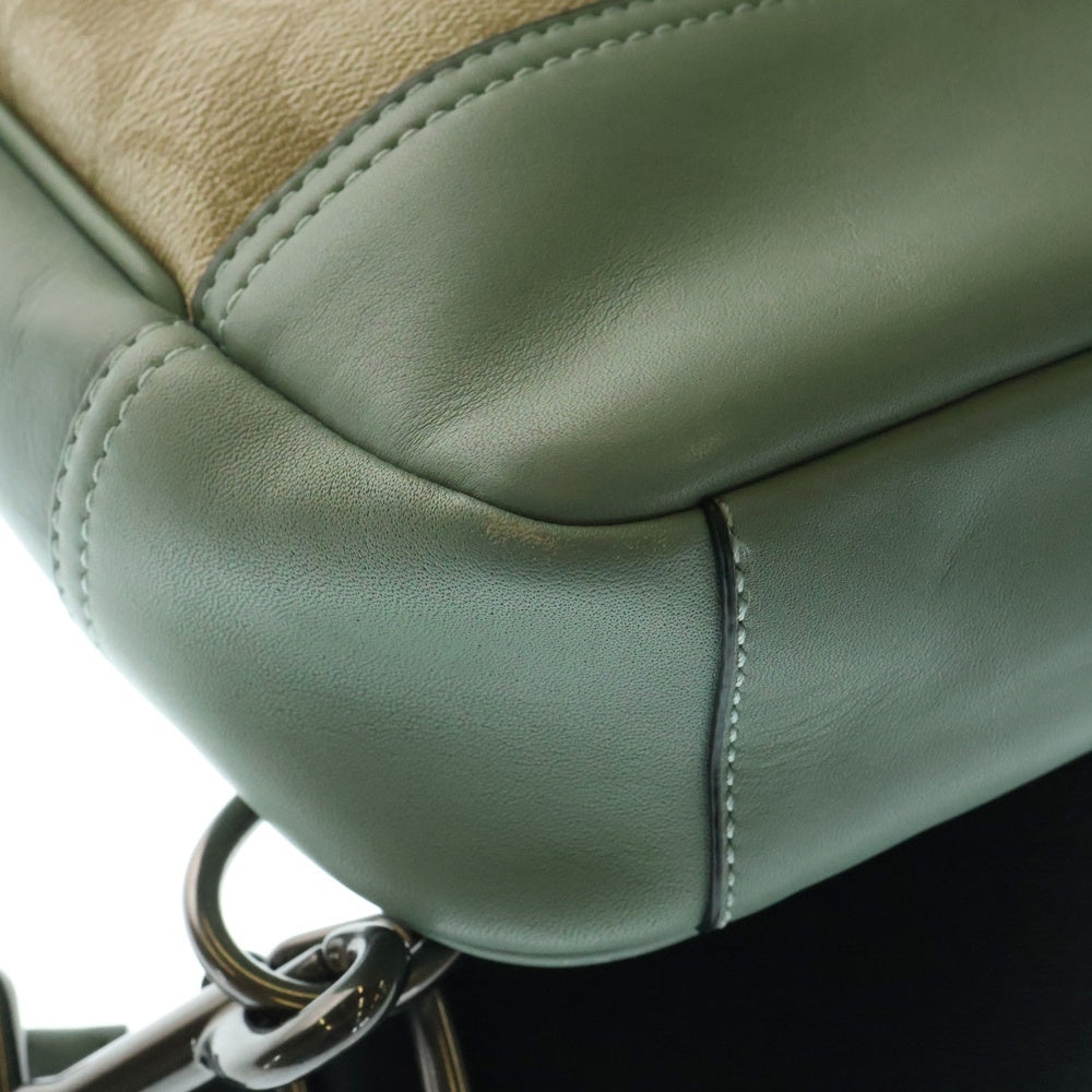 COACH(コーチ) シグネチャー グラハムパック ショルダーバッグ ボディバッグ ライトグリーン×アイボリー PVC×レザー