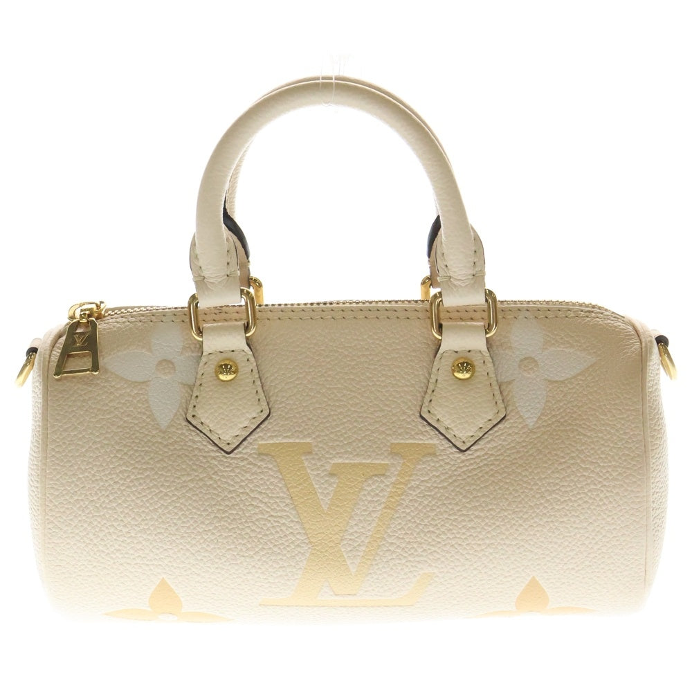 LOUIS VUITTON(ルイヴィトン) モノグラムアンプラント パピヨンBB クリームサフラン 2WAY ポーチ付レザーショルダーバッグ ハンドバッグ ベージュ レディース M45708