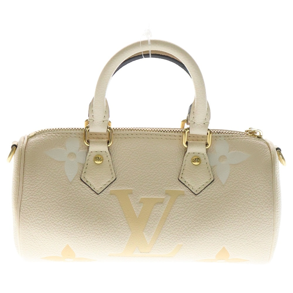 LOUIS VUITTON(ルイヴィトン) モノグラムアンプラント パピヨンBB クリームサフラン 2WAY ポーチ付レザーショルダーバッグ ハンドバッグ ベージュ レディース M45708