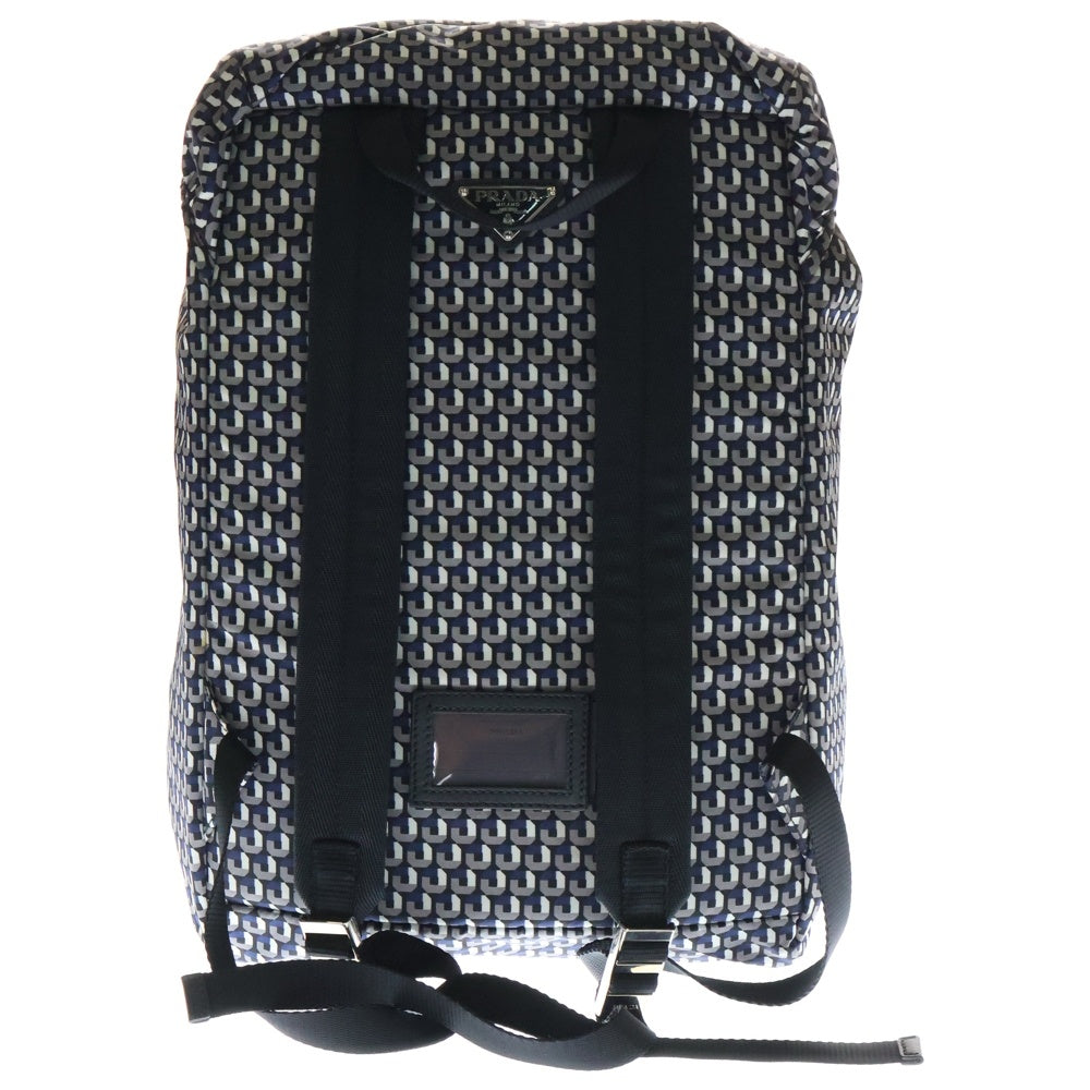 PRADA(プラダ) バックパック リュックサック ブラック×ホワイト×ブルー マルチカラー ナイロン 2VZ135