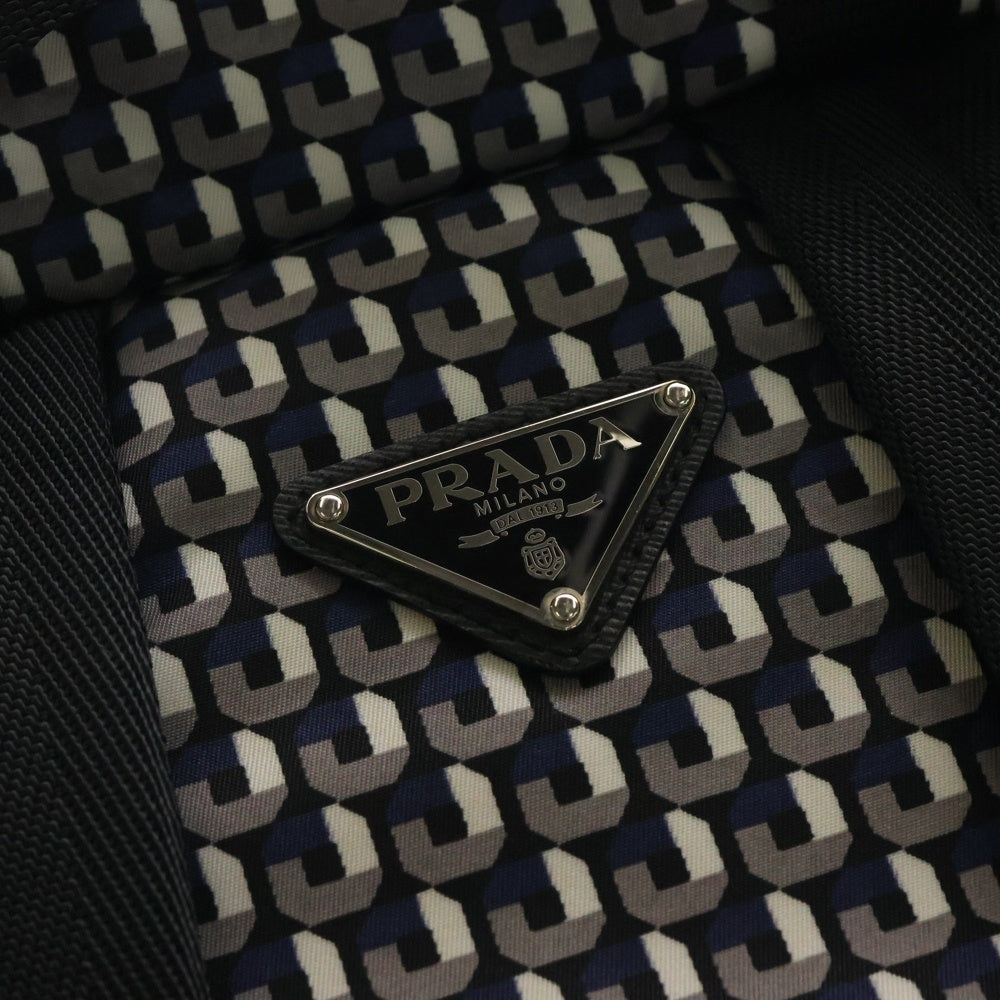 PRADA(プラダ) バックパック リュックサック ブラック×ホワイト×ブルー マルチカラー ナイロン 2VZ135