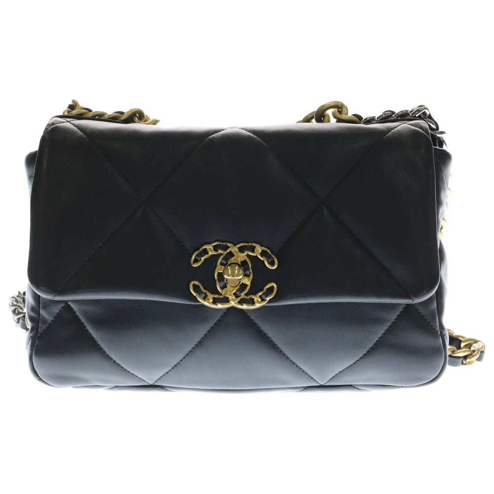 CHANEL(シャネル) ココマーク シャネル19 ミディアム シャイニーカーフスキン 2WAY レザーハンドバッグ チェーンショルダーバッグ ブラック レディース AS1160