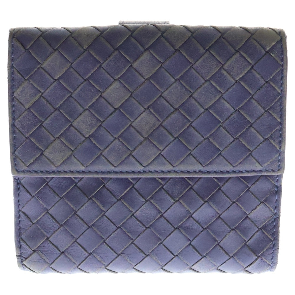 BOTTEGA VENETA(ボッテガヴェネタ) イントレチャート 二つ折り財布 パープル レザー