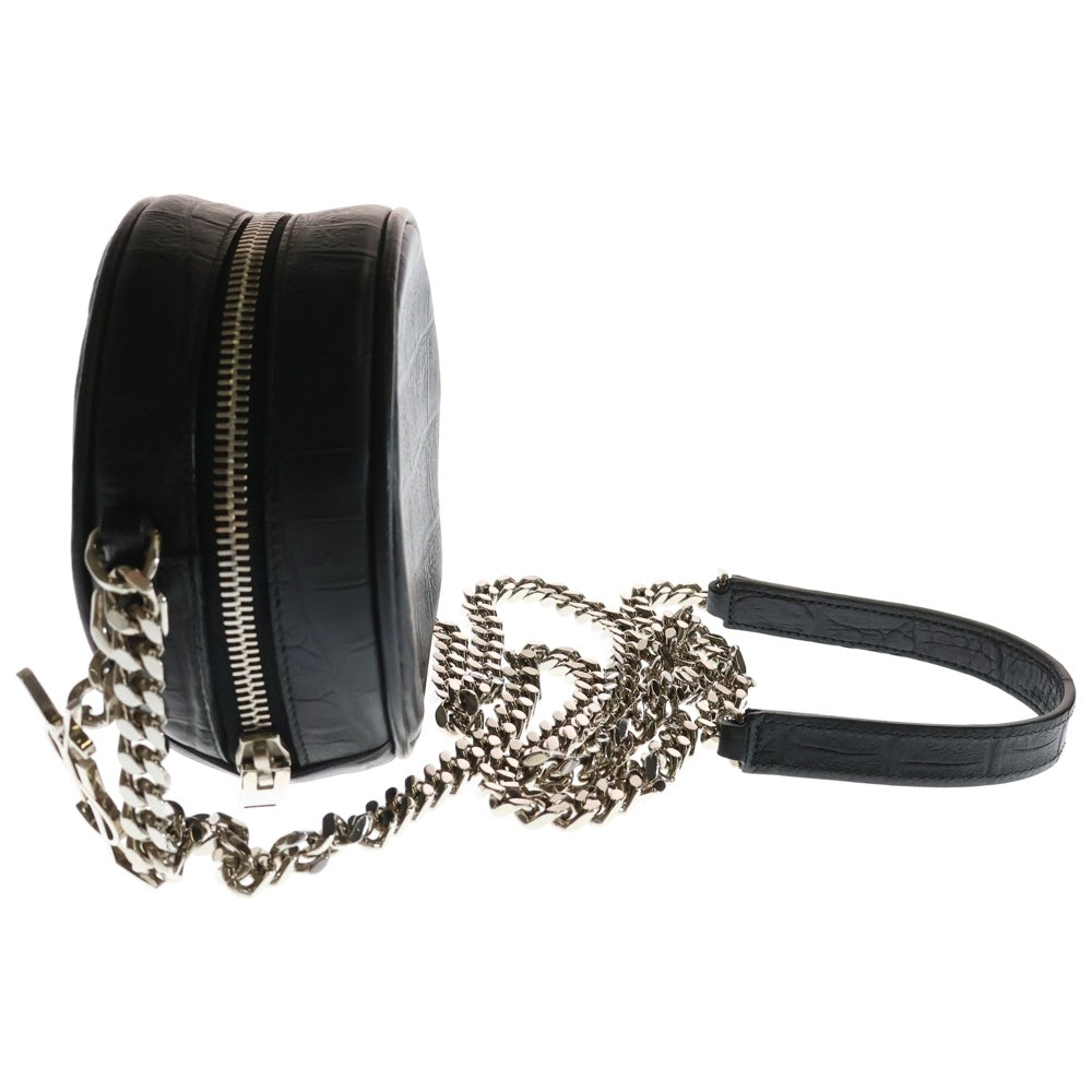 SAINT LAURENT PARIS(サンローランパリ) ラウンド チェーン ショルダーバッグ ブラック レザー 型押し 357400