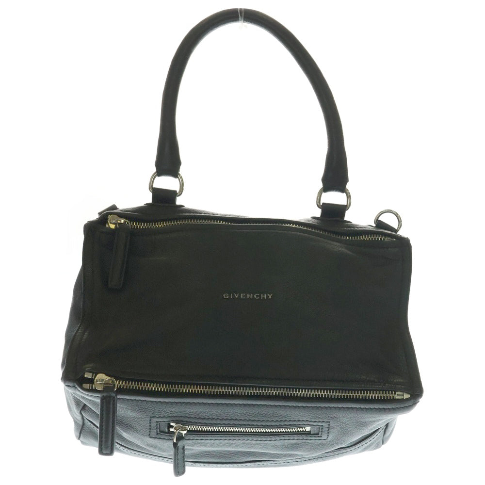 GIVENCHY(ジバンシィ) パンドラ ロゴプレート レザー 2WAY ハンド ショルダーバッグ シルバー金具 ブラック