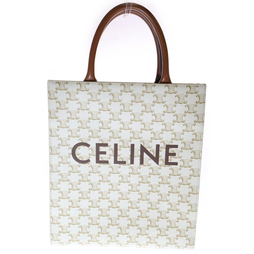 CELINE(セリーヌ) トリオンフ バーティカルカバ スモール 2WAY レザーハンドバッグ ショルダーバッグ ブラウン/ホワイト レディース