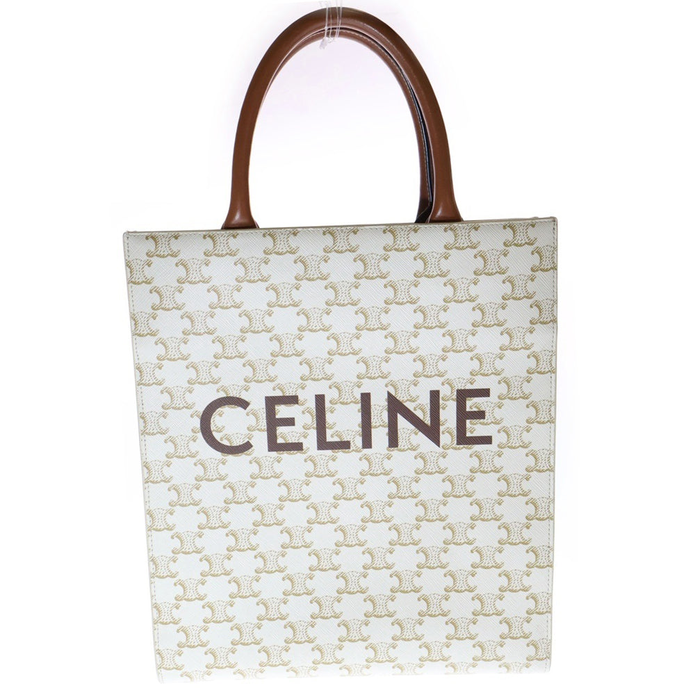 CELINE(セリーヌ) トリオンフ バーティカルカバ スモール 2WAY レザーハンドバッグ ショルダーバッグ ブラウン/ホワイト レディース