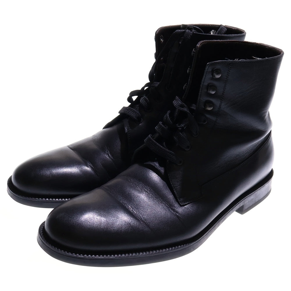 a.testoni(ア・テストーニ) レザー レースアップ ハイカット ショートブーツ ブラック