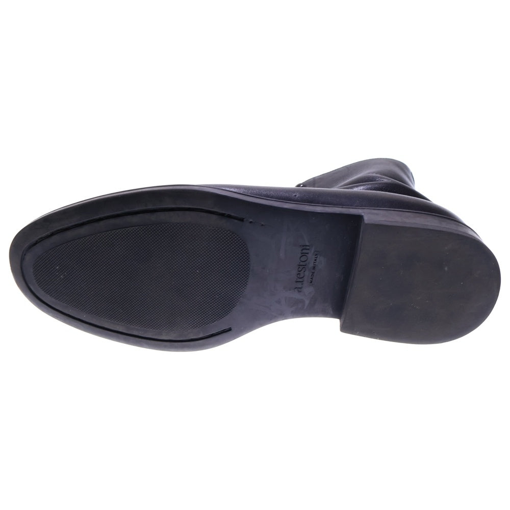 a.testoni(ア・テストーニ) レザー レースアップ ハイカット ショートブーツ ブラック