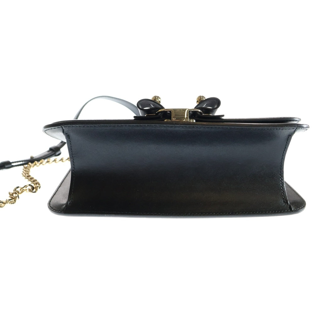 FERRAGAMO(フェラガモ) ヴァラリボン ショルダーバッグ チェーンバッグ ブラック ゴールド金具 レザー