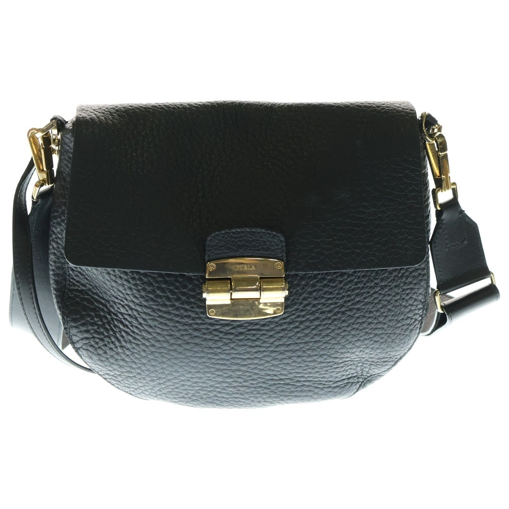 FURLA(フルラ) 2WAYバッグ ハンドバッグ ショルダーバッグ ショルダーポシェット ブラック レザー ゴールド金具