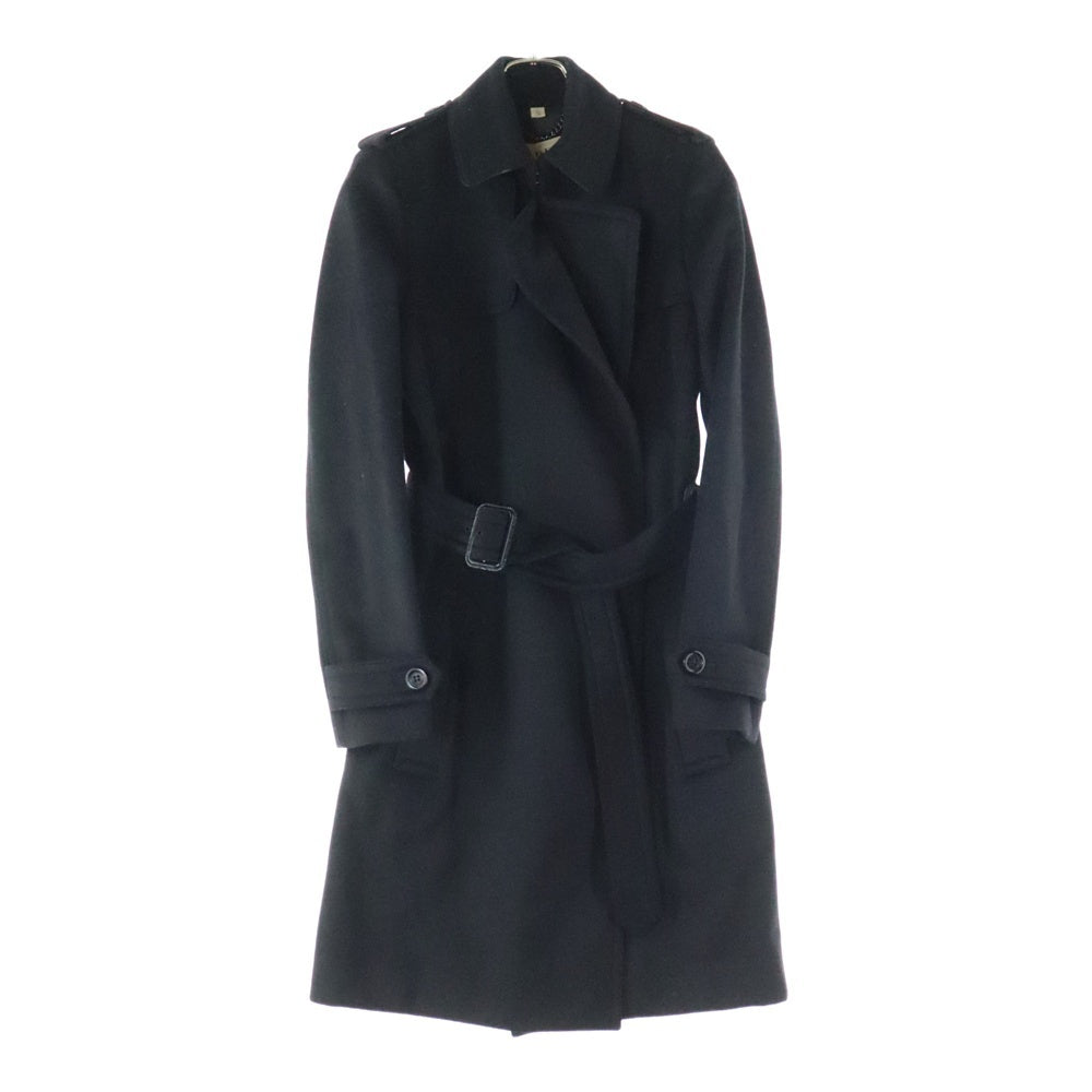BURBERRY(バーバリー) カシミヤ混 メルトンウール ボタンレス トレンチコート ブラック レディース 8022049