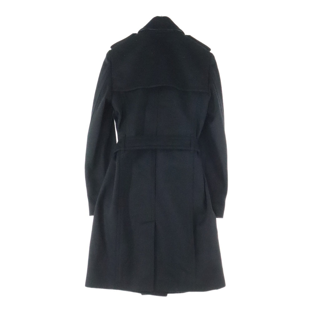 BURBERRY(バーバリー) カシミヤ混 メルトンウール ボタンレス トレンチコート ブラック レディース 8022049