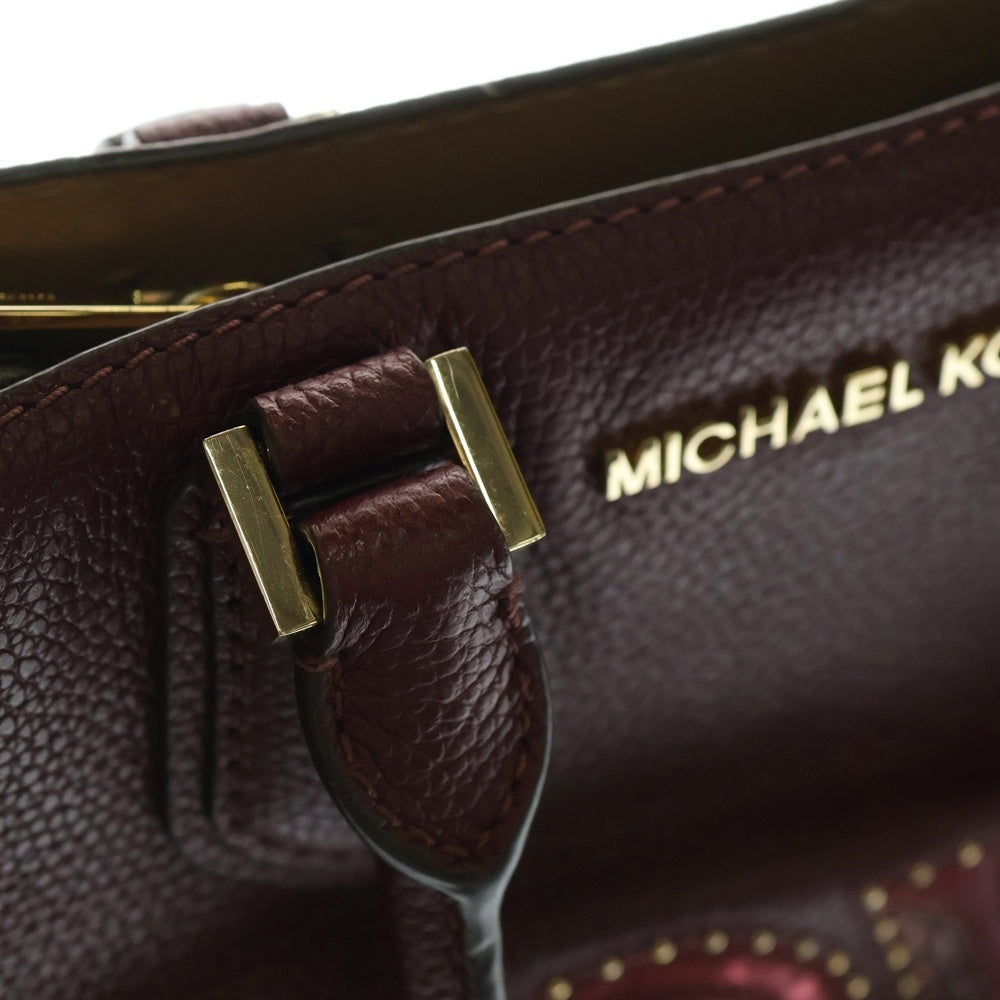 MICHAEL KORS(マイケルコース) 2WAYバッグ スタッズ ミニトートバッグ ショルダーバッグ ハンドバッグ レッド ボルドー レザー ゴールド金具