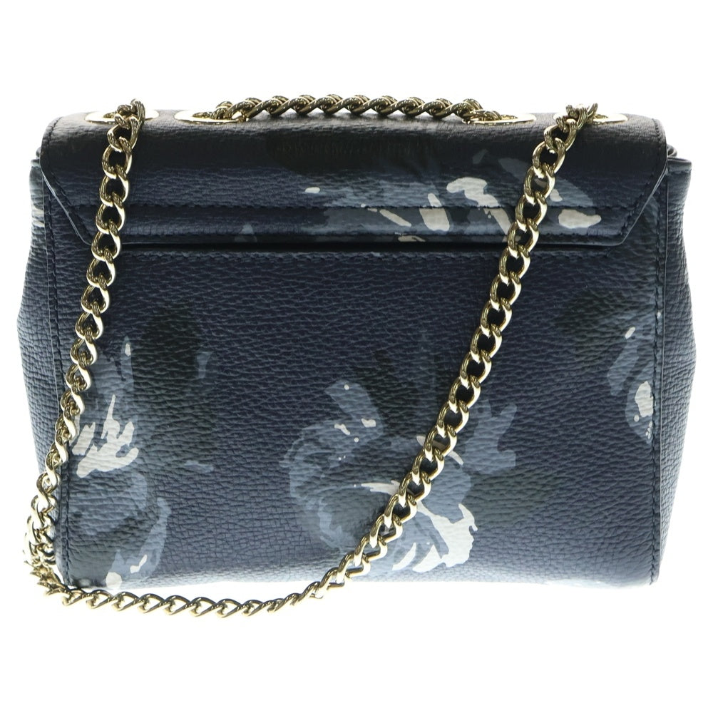 MARC JACOBS(マークジェイコブス) ショルダーバッグ チェーンバッグ 花柄 ネイビー レザー ゴールド金具