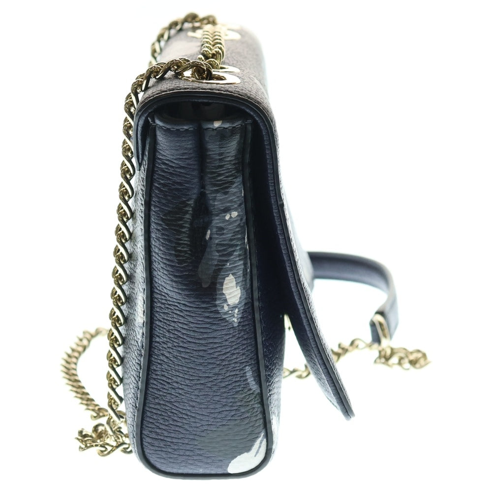 MARC JACOBS(マークジェイコブス) ショルダーバッグ チェーンバッグ 花柄 ネイビー レザー ゴールド金具