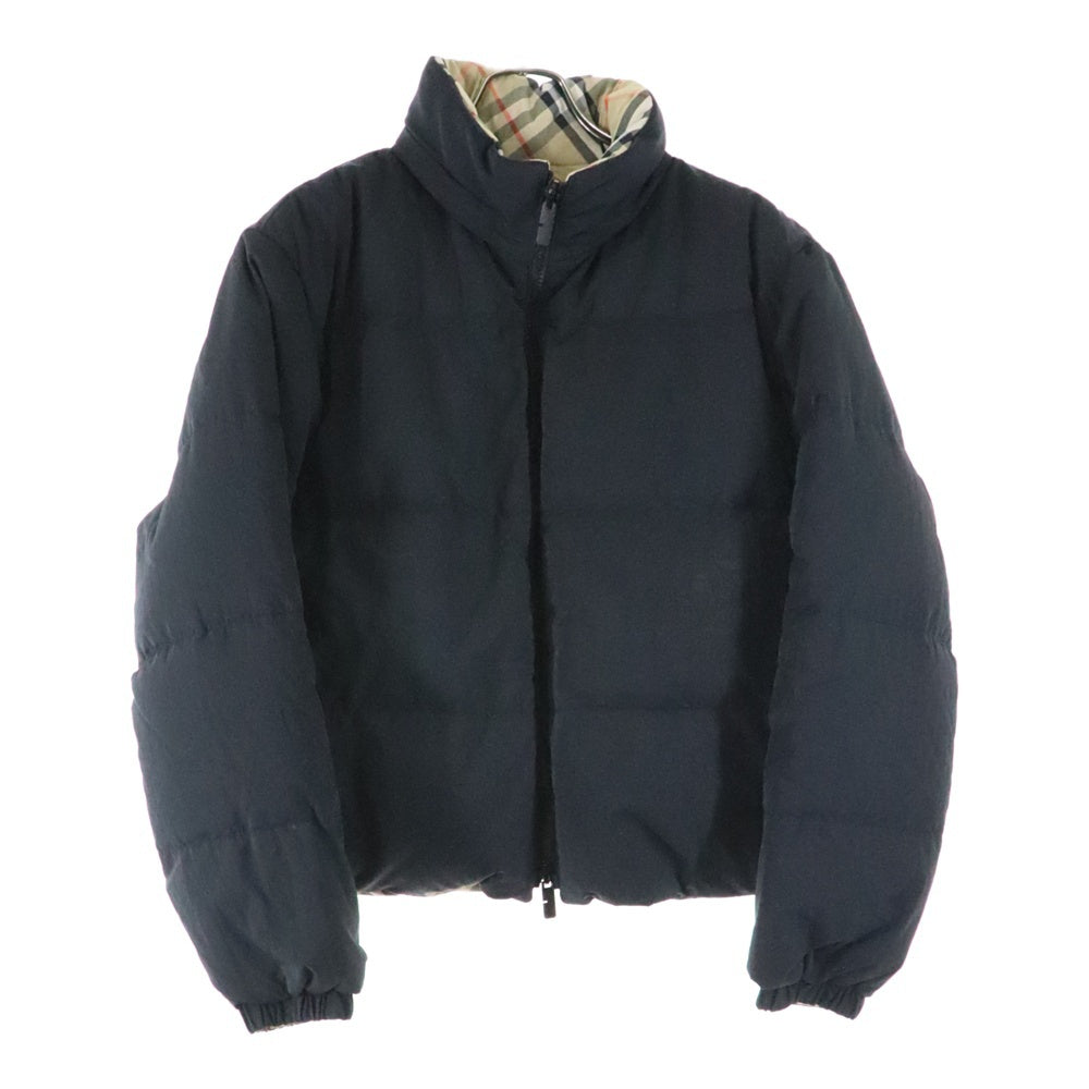 BURBERRY(バーバリー) 24AW リバーシブル ノバチェック総柄 ロゴ刺繍 ジップアップ ダウンジャケット ブラック/ベージュ 8096129