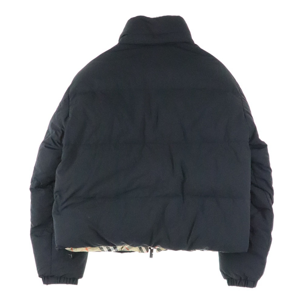 BURBERRY(バーバリー) 24AW リバーシブル ノバチェック総柄 ロゴ刺繍 ジップアップ ダウンジャケット ブラック/ベージュ 8096129