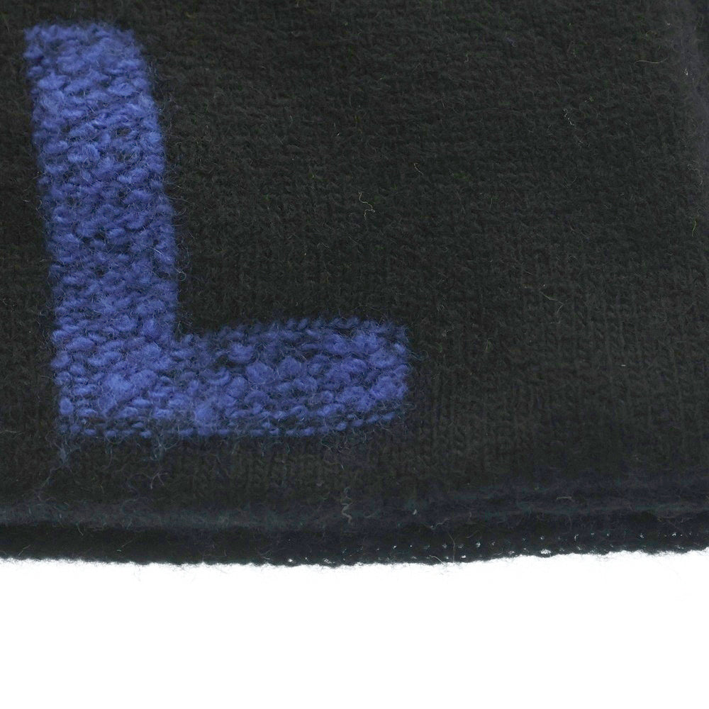 CHANEL シャネル ロゴ カシミヤ マフラー ブラック×ブルー CHANEL(シャネル) ロゴ カシミヤ マフラー ブラック×ブルー レディース