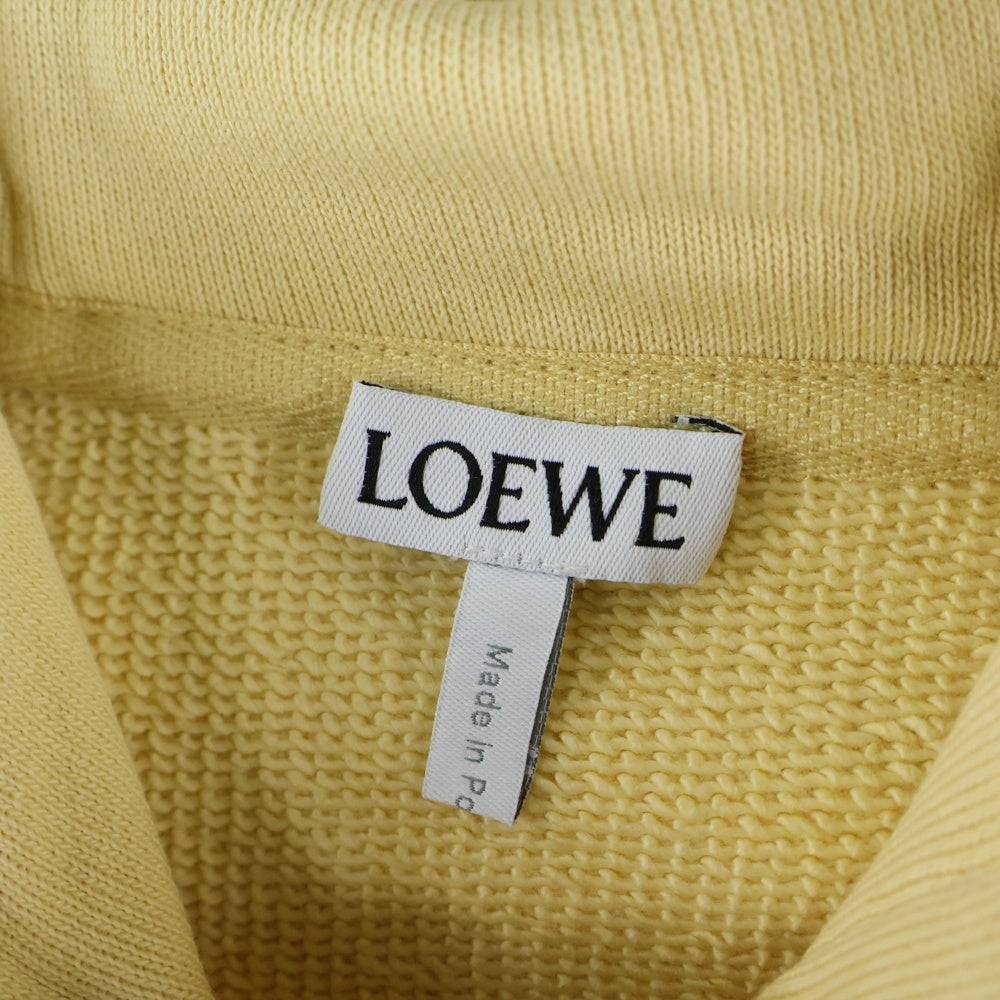 LOEWE(ロエベ) アナグラムロゴ レザーパッチ クロップド ショート丈 プルオーバースウェットパーカー フーディー イエロー レディース S359Y25X41