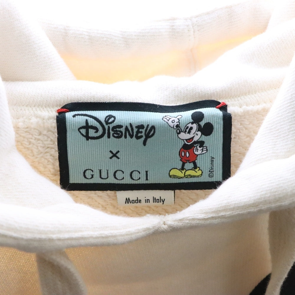 GUCCI(グッチ) ×Disney ディズニー ミッキーマウス インターロッキングG ヴィンテージロゴプリント プルオーバースウェットパーカー フーディー アイボリー 469251
