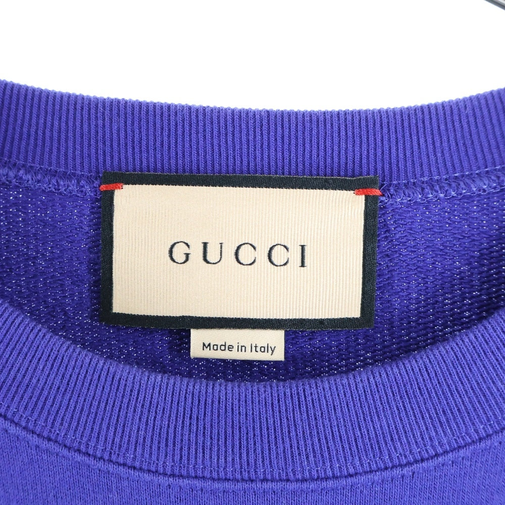 GUCCI(グッチ) 22SS GUCCI LEMON グッチレモン ロゴプリント クルーネック プルオーバースウェットトレーナー ネイビー/イエロー 681217